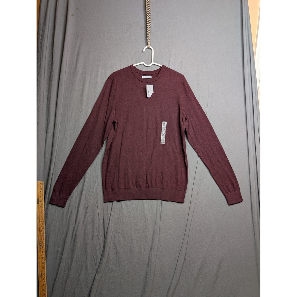 Sonoma Goods For Life Mens Large Burgundy Heather Crewneck Cotton Blend Sweater